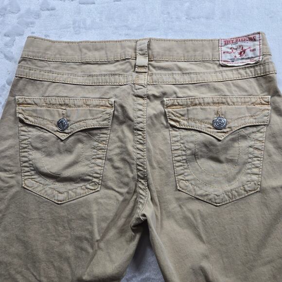 True Religion Jeans Cropped Tan Beige Women Size 29 (32x23) Lisa Flap Pockets - Picture 10 of 11